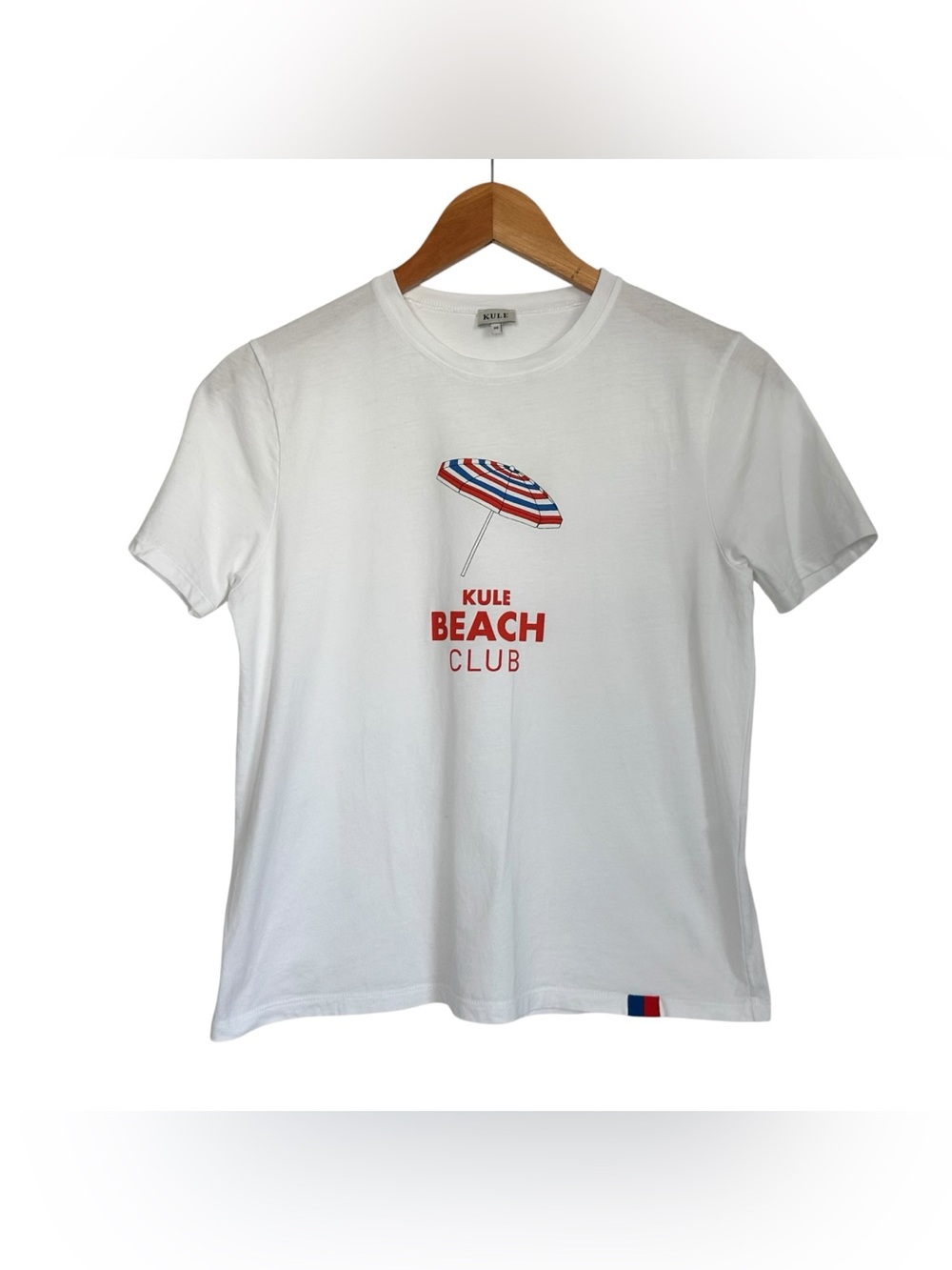 Kule Womens Beach Club Graphic Tee Short Sleeve T-Shirt XS White Cotton